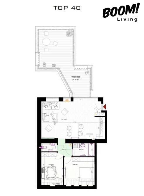 First occupancy // high-quality attic apartments with exclusive fittings – in Sonnwendviertel – 35 m² roof terrace, air conditioning &amp; sustainable air heat pump
