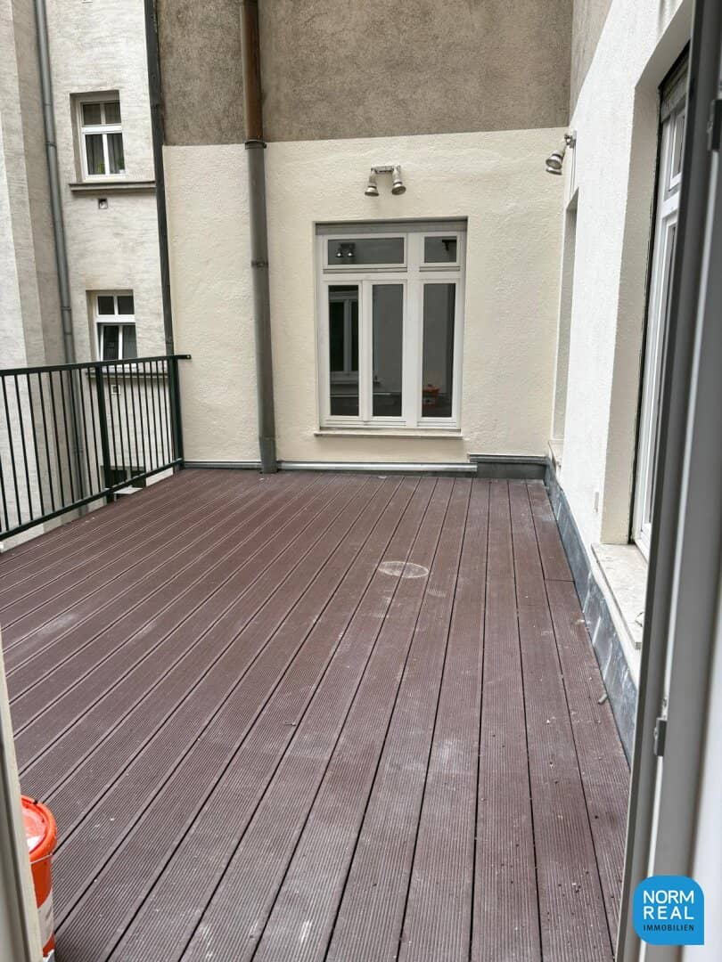 Representative old building floor with terrace