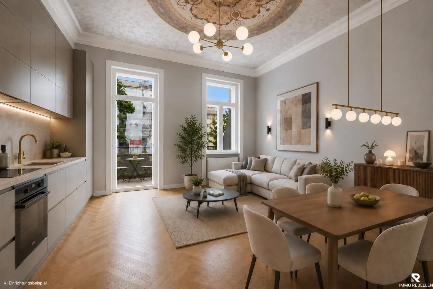 Wohnen am Wienfluss – wunderschön sanierte Altbauwohnung mit Balkon und Grünblick (U4)