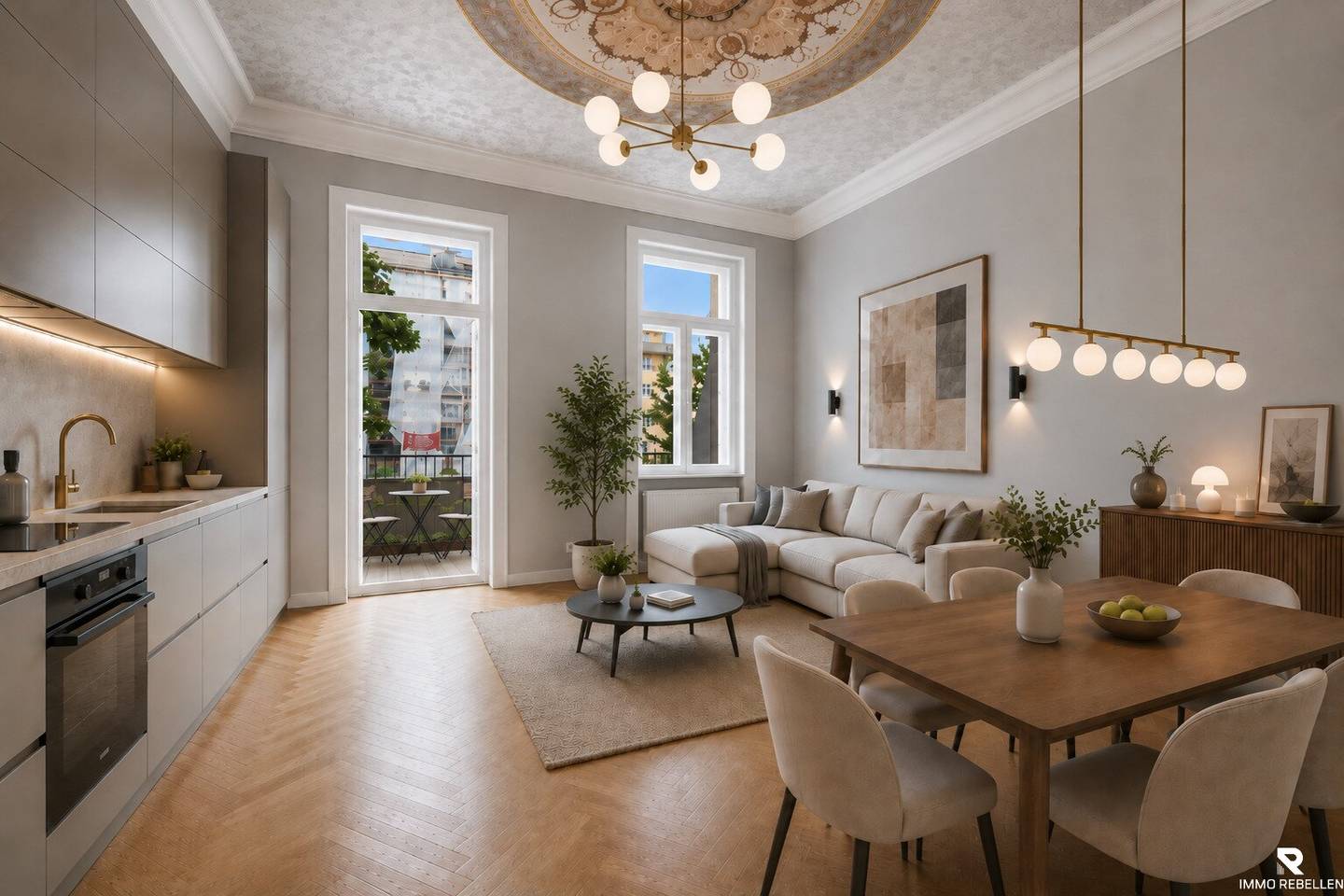 Wohnen am Wienfluss – wunderschön sanierte Altbauwohnung mit Balkon und Grünblick (U4)