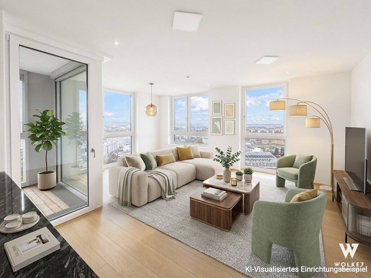 TWENTYTWO Tower | Exklusive 3-Zimmer-Wohnung im 25. Stock mit Loggia, Rooftop-Pool &amp; Wellness