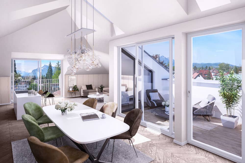 Lichtdurchflutet Dachgeschosswohnung mit Terrasse und Weitblick