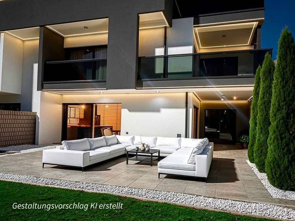 Luxurious 3-room garden apartment with 202 m² private garden, two underground parking spaces and swimming pool potential