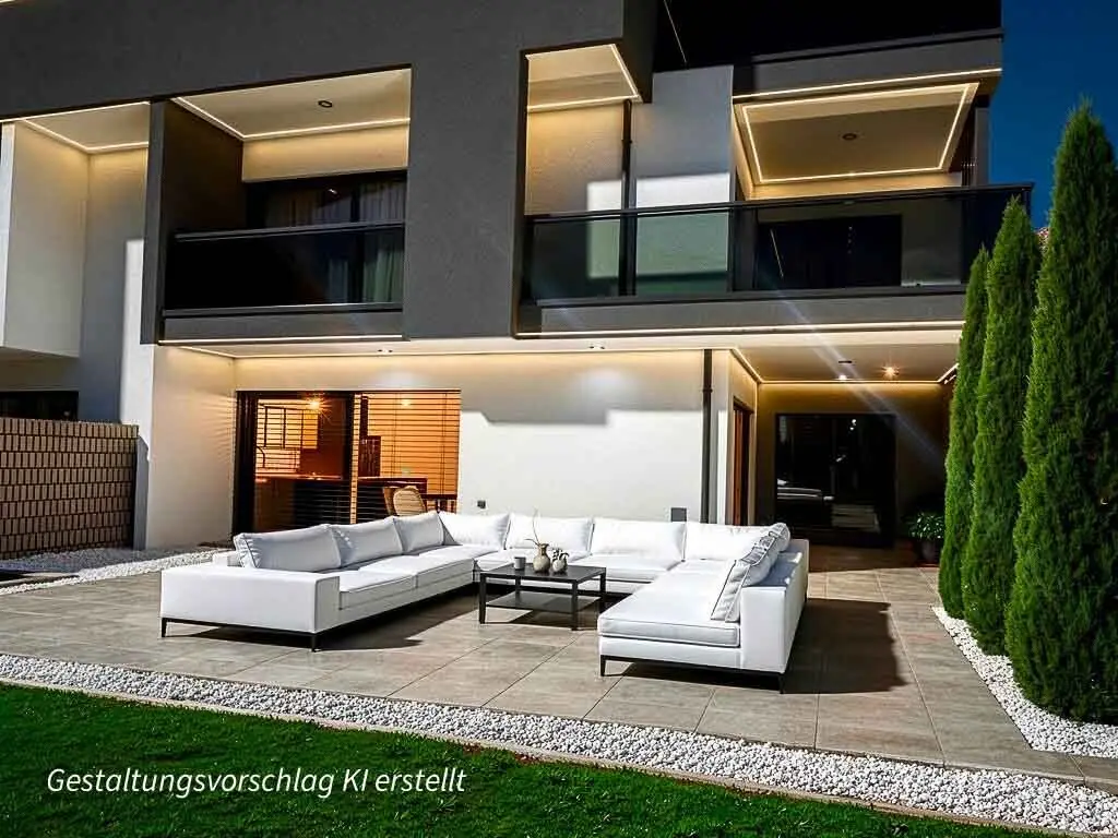 Luxuriöse 3-Zimmer-Gartenwohnung mit 202 m² Privatgarten, zwei Tiefgaragenplätzen und Swimmingpool-Potenzial