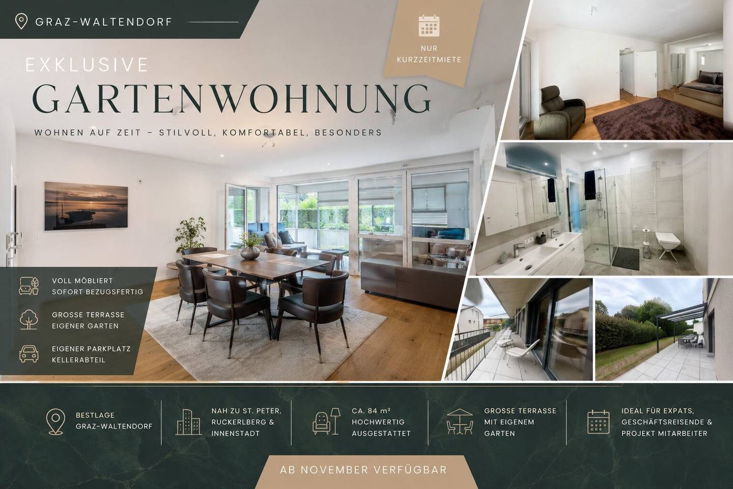 Exclusive garden apartment in Graz-Waltendorf | Fully furnished | Short term rental