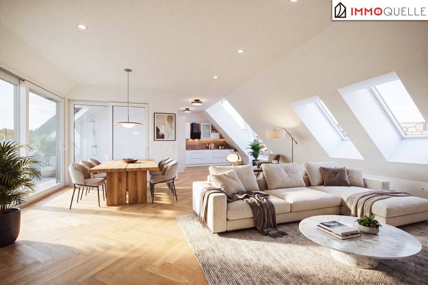 Ein Zuhause über den Dächern Wiens - Großzügige 3-Zimmer-Dachgeschosswohnung mit zwei Terrassenebenen, ca. 90 m²  Wohnküche und 360°-Panorama in Wien-Döbling