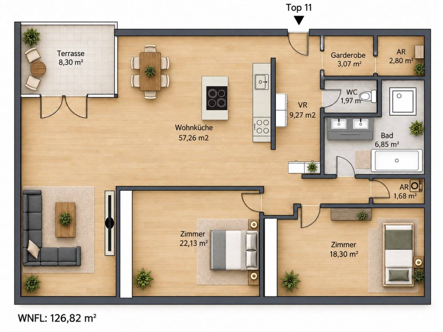 Stilvolle DG-Wohnung mit Premium-Ausstattung &amp; niedrigen Betriebskosten