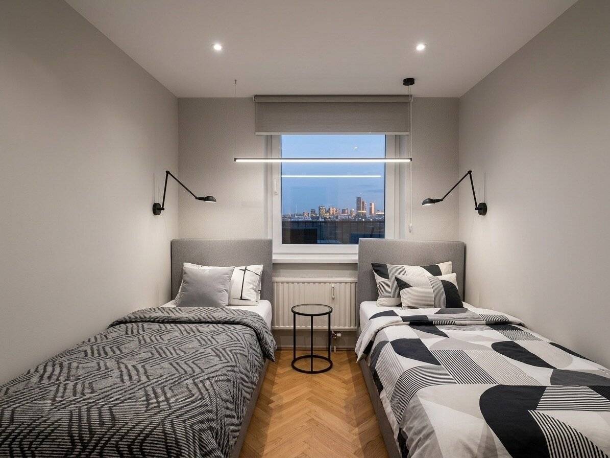 26 m² panoramic terrace, attic apartment without sloping walls, air conditioning, separate kitchen