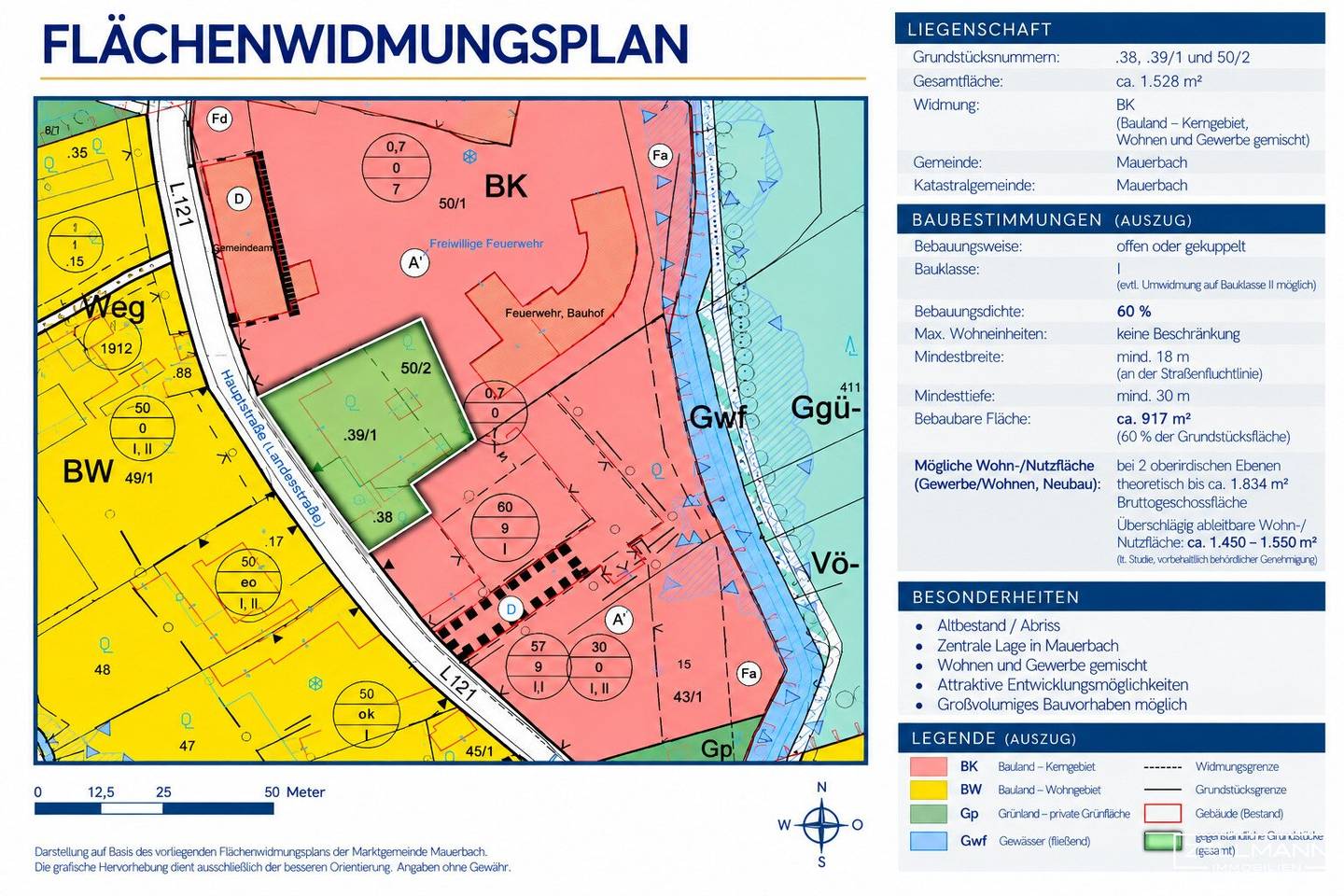 RARITY in MAUERBACH | 1528 m² building plot in the town centre - DEVELOPER PLOT | ZELLMANN IMMOBILIEN