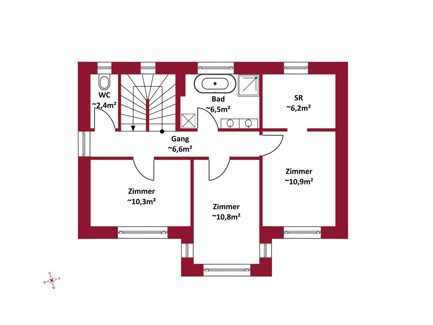 First occupancy fully basemented roof terrace air-to-water heat pump fireplace