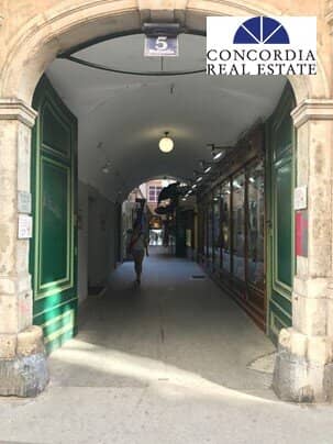 Beleuchtete Ausstellungs-Vitrine in hochfrequentierter Wiener Innenstadt-Passage zu mieten