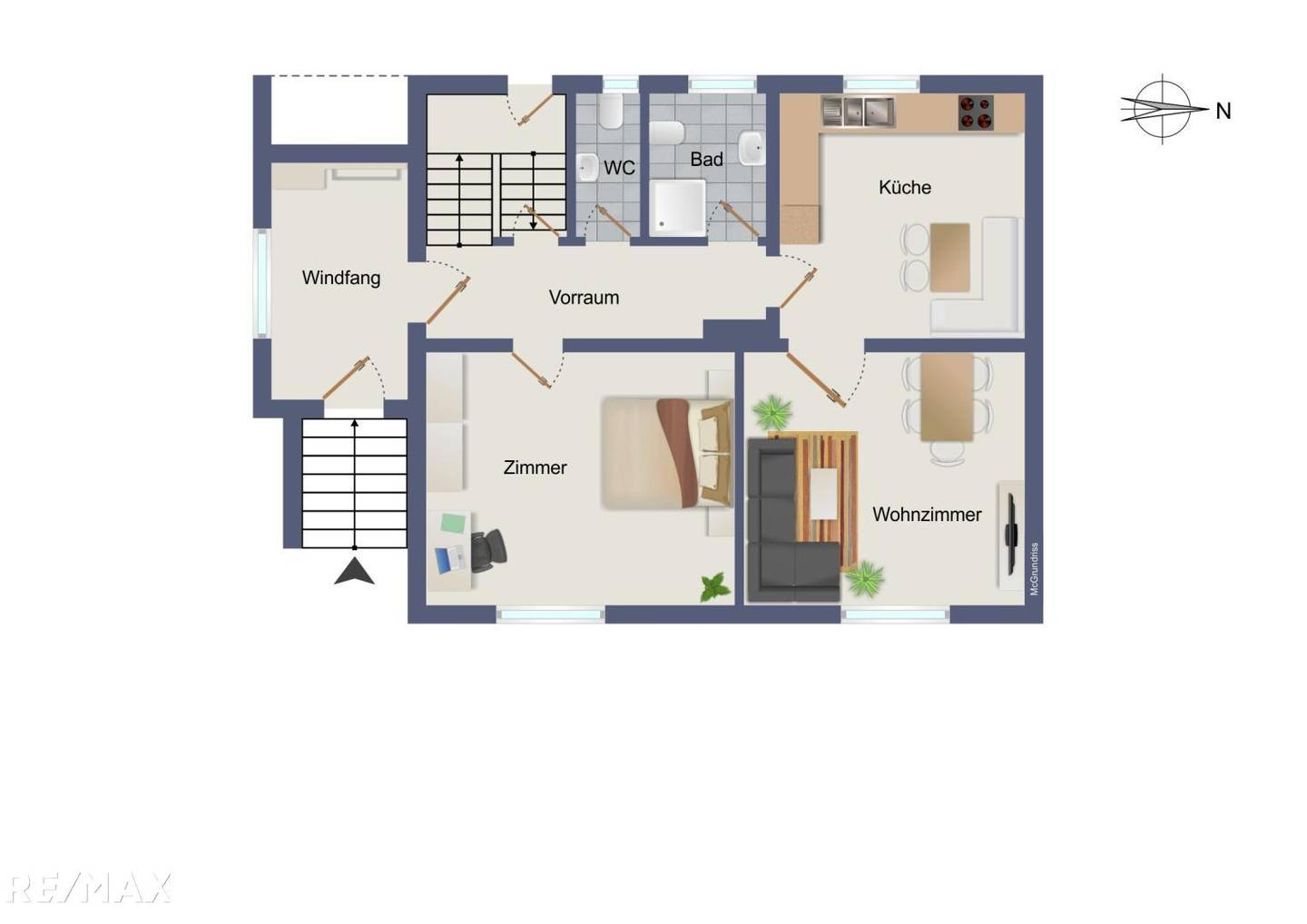 Sonnige Wohnung mit großem Garten und Garage