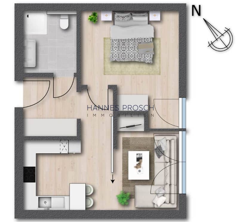 Zentrale Wohnung mit Fußbodenheizung und Einbauküche