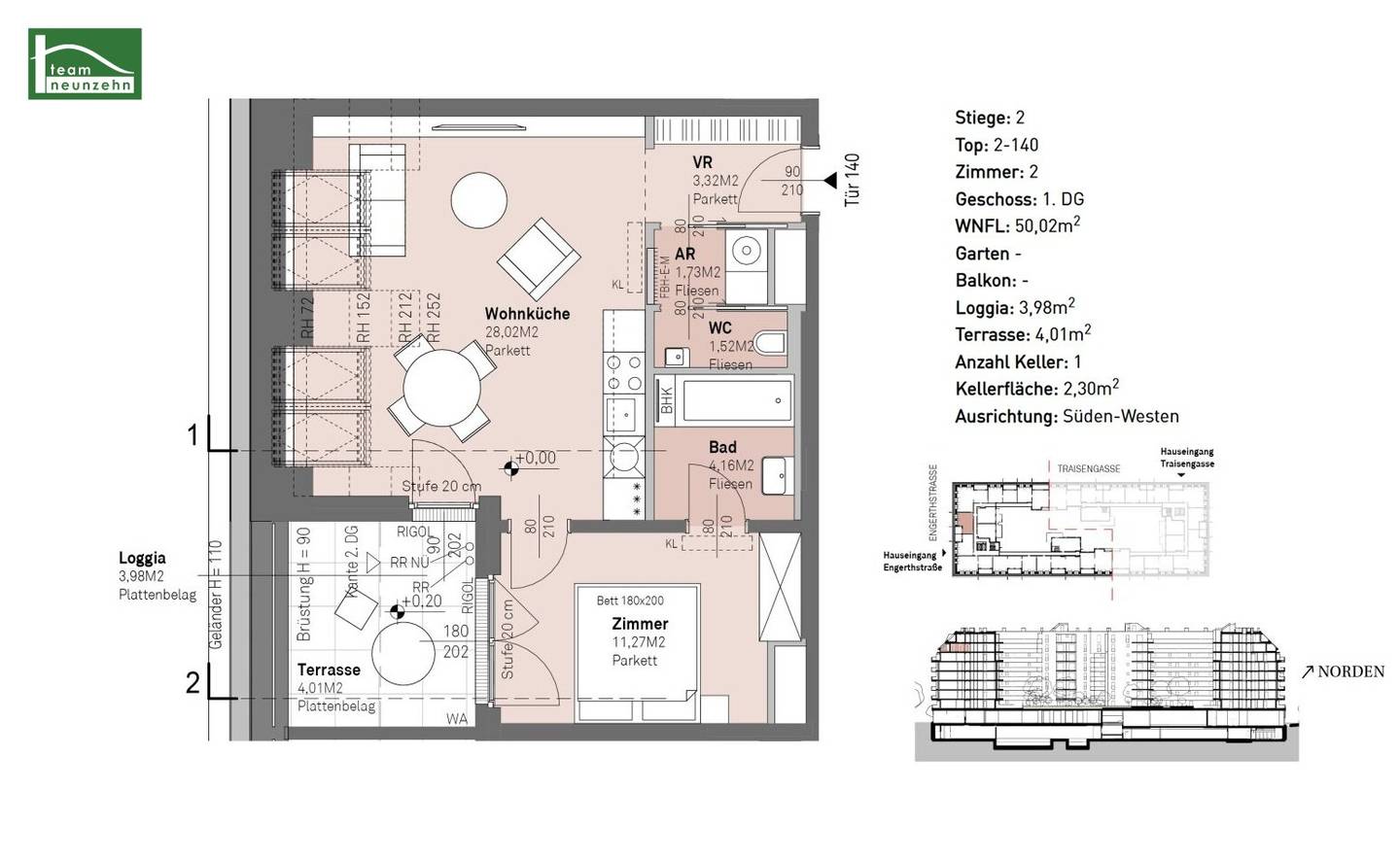 Centrally located and close to nature: Modern apartments between Handelskai and the Danube