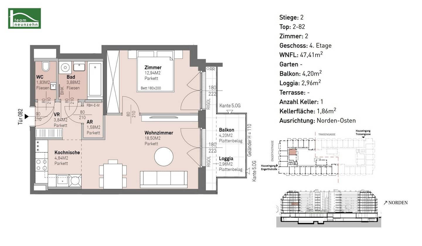 Close to the city center and nature: Modern apartments between Handelskai and the Danube