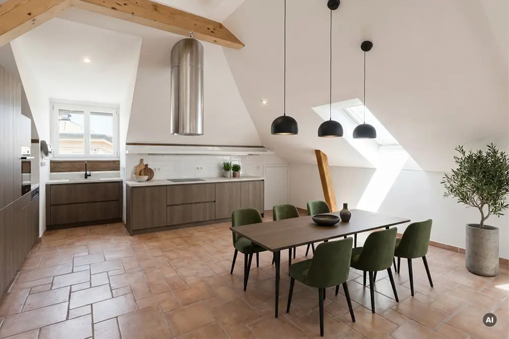 Dachgeschosswohnung with roof terrace and fortress view