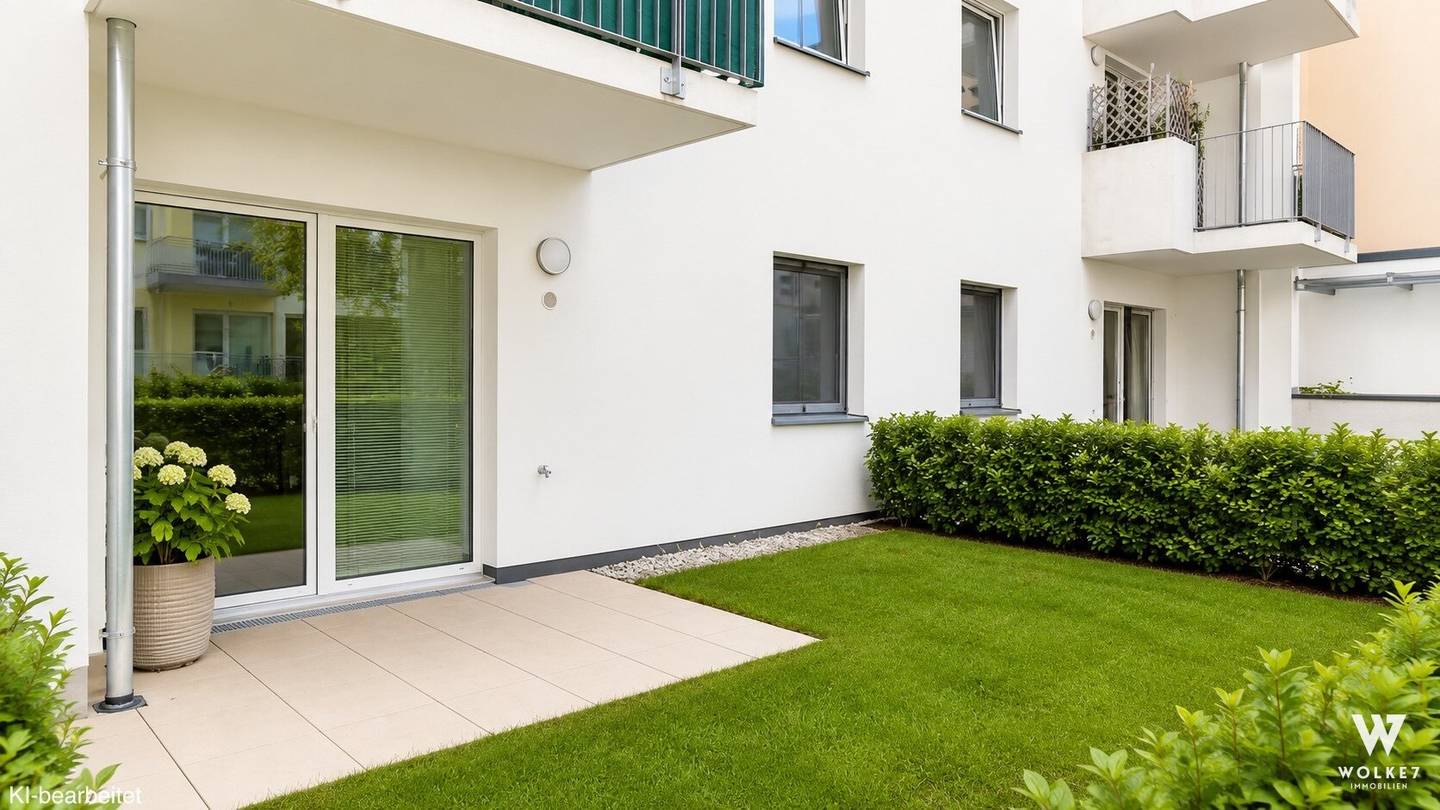 GARTENTRAUM: 2-Zimmer-Gartenwohnung mit ca. 43 m² Freifläche I barrierefrei I Baujahr 2019 I Westausrichtung