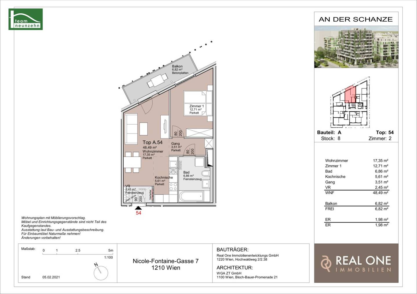 First occupancy near the Alte Donau – Attractive 2-room apartment with balcony in 1210 Vienna