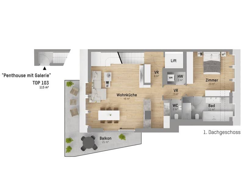 Charming penthouse with rooftop terrace - first occupancy at the Lower Alte Donau
