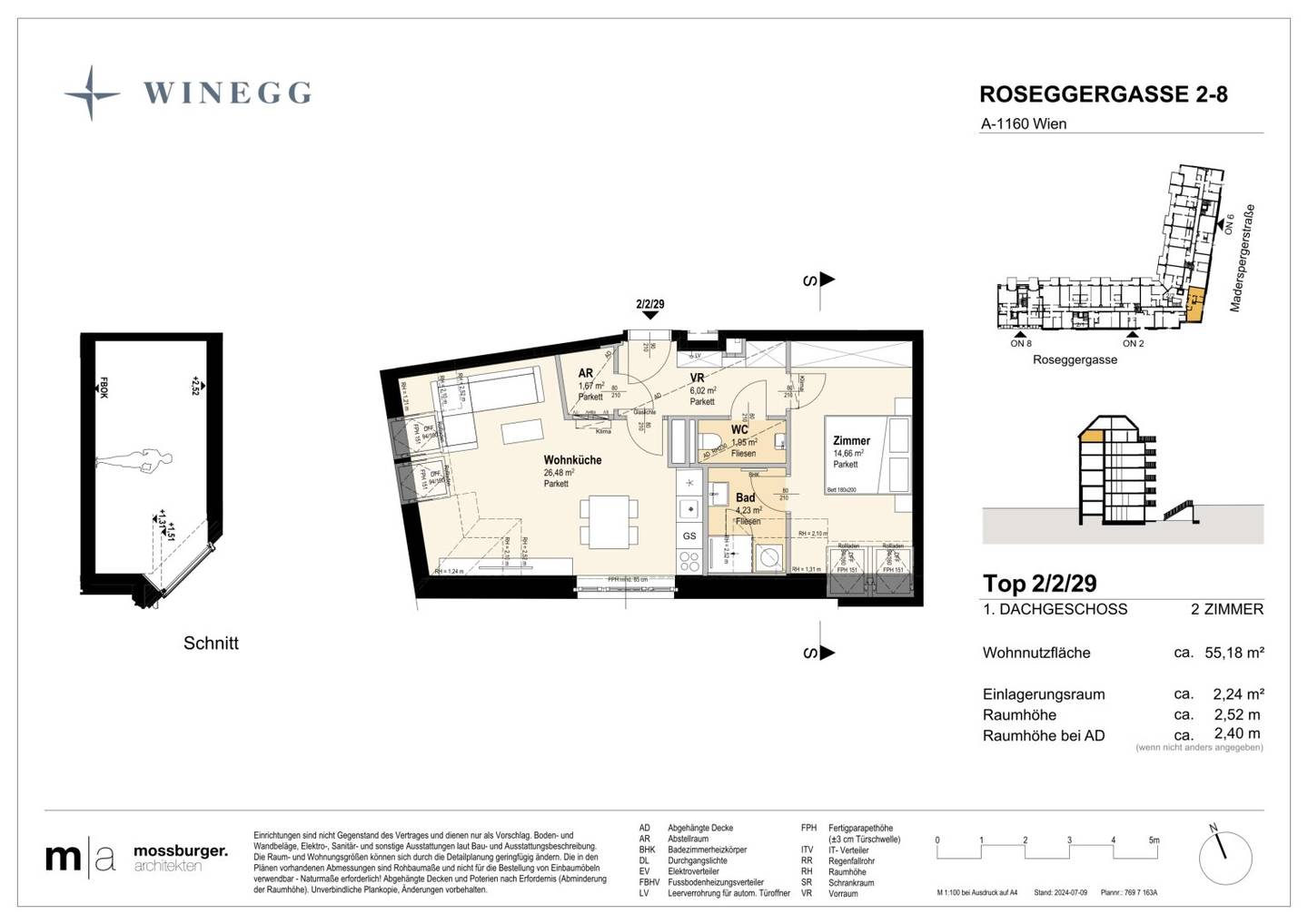 Attic apartment with quiet inner courtyard
