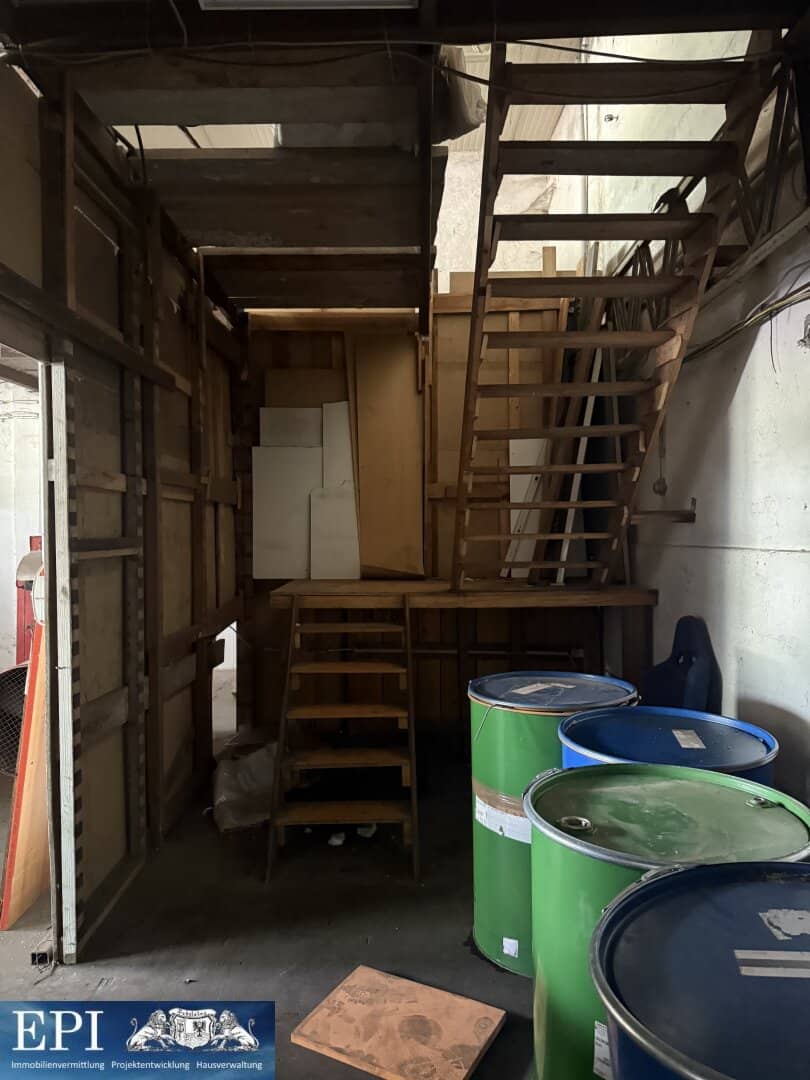 Spacious commercial hall with storage area and parking spaces