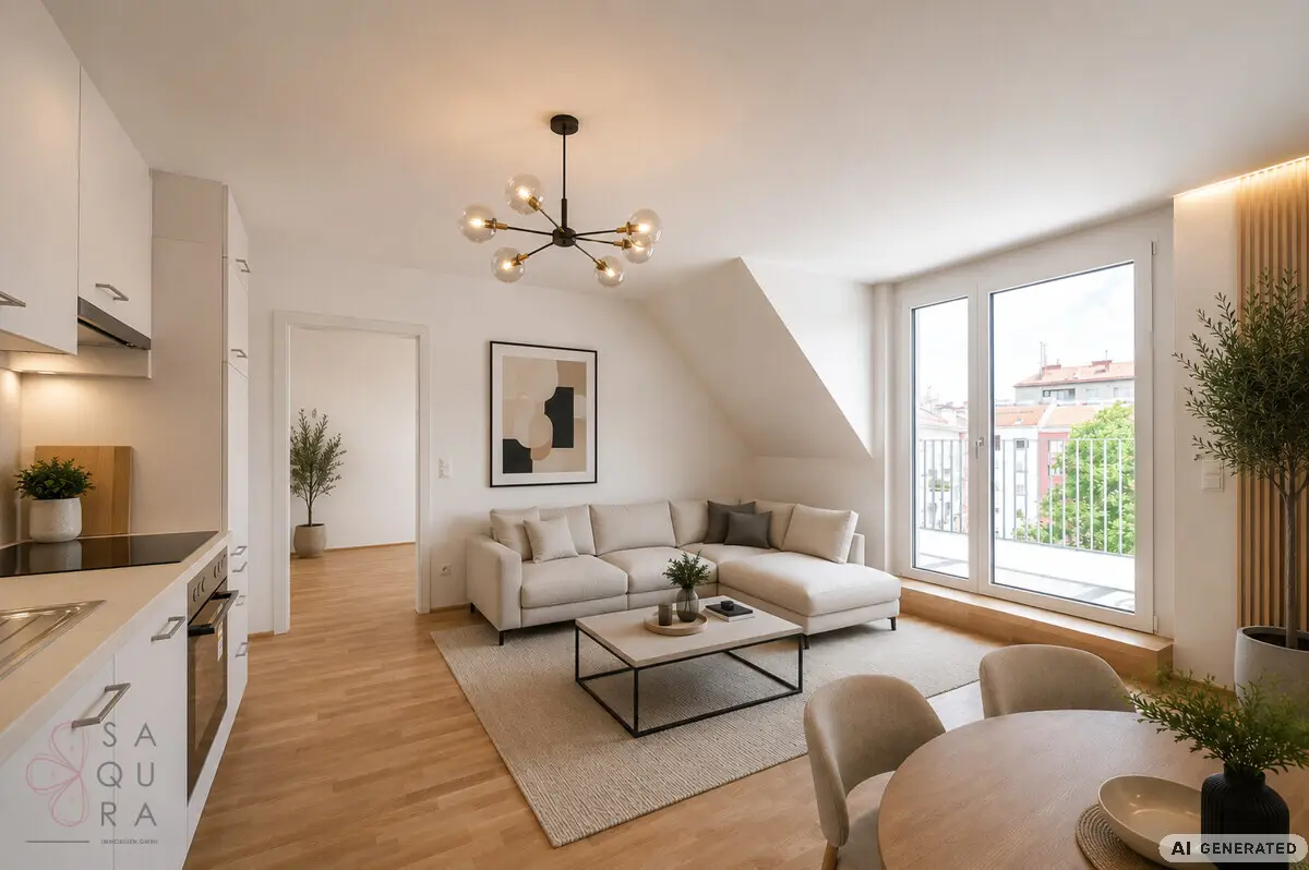 Erstbezug Dachgeschosswohnung with sunny balcony and fitted kitchen