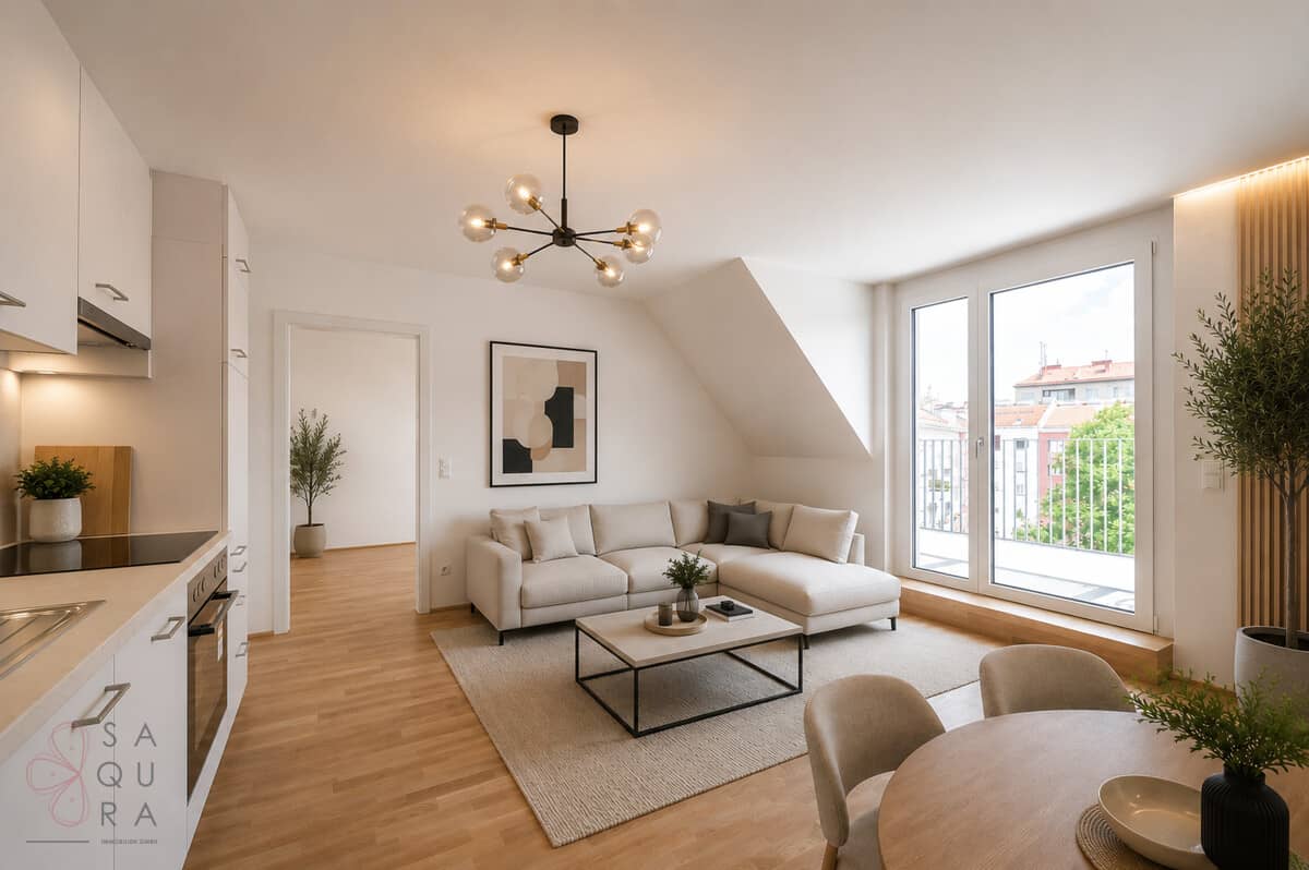 Erstbezug Dachgeschosswohnung mit sonnigem Balkon und Einbauküche