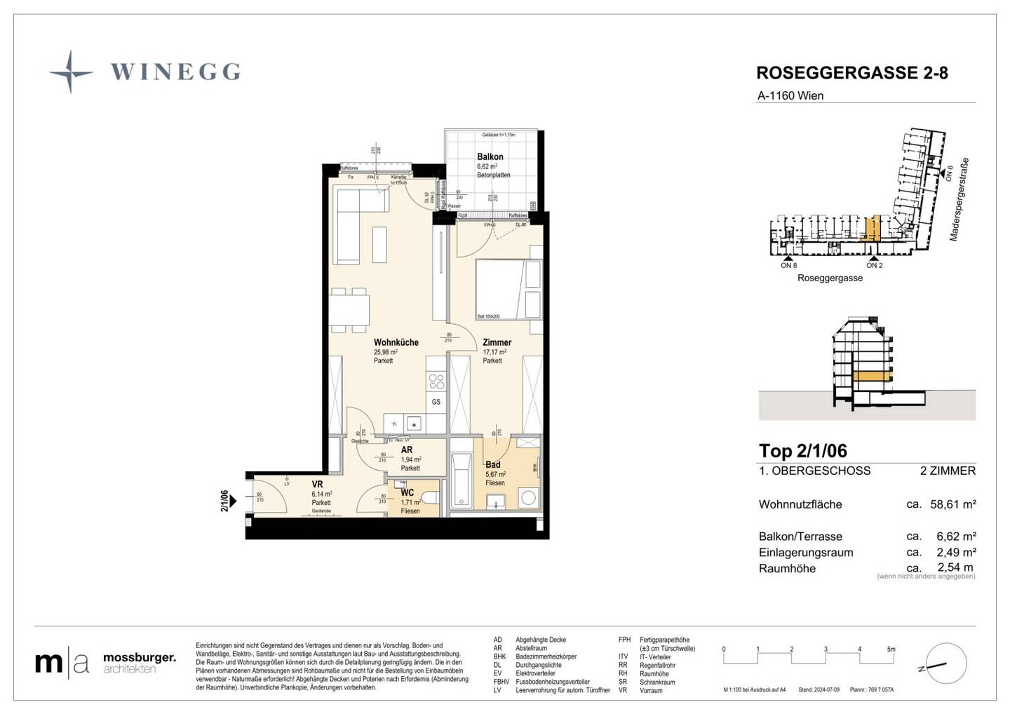 New build apartment with inner courtyard balcony