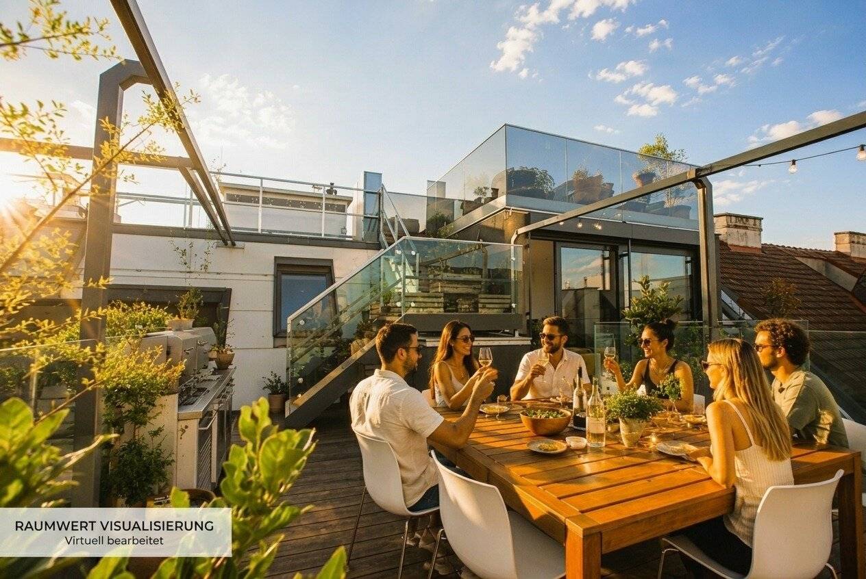 LUXUS-DACHGESCHOSS | 360°-PANORAMABLICK | Rochusmarkt | 4 Zimmer | ca. 204 m² gew. NFL | 2 Garagen optional | 2 Lager optional | Share-Deal möglich