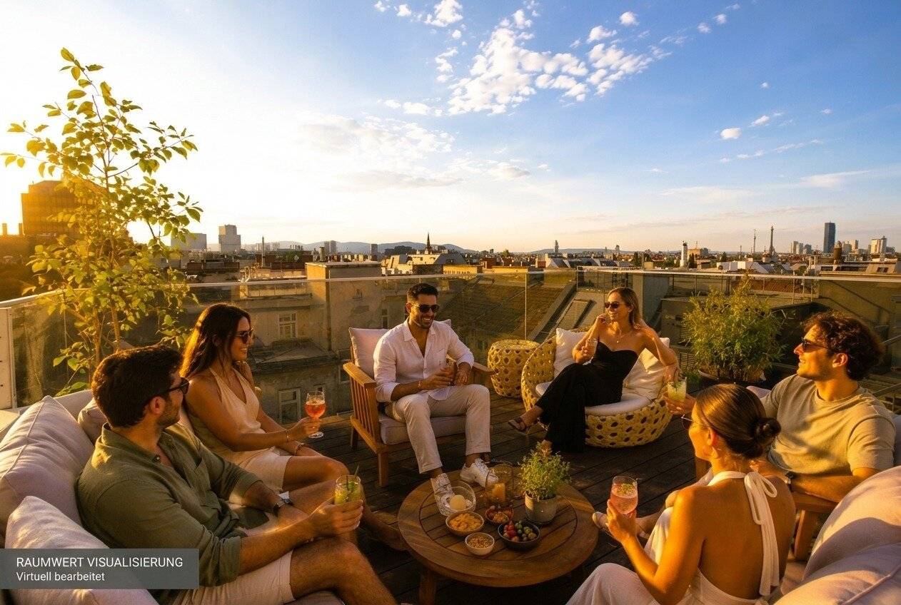 LUXUS-DACHGESCHOSS | 360°-PANORAMABLICK | Rochusmarkt | 4 Zimmer | ca. 204 m² gew. NFL | 2 Garagen optional | 2 Lager optional | Share-Deal möglich