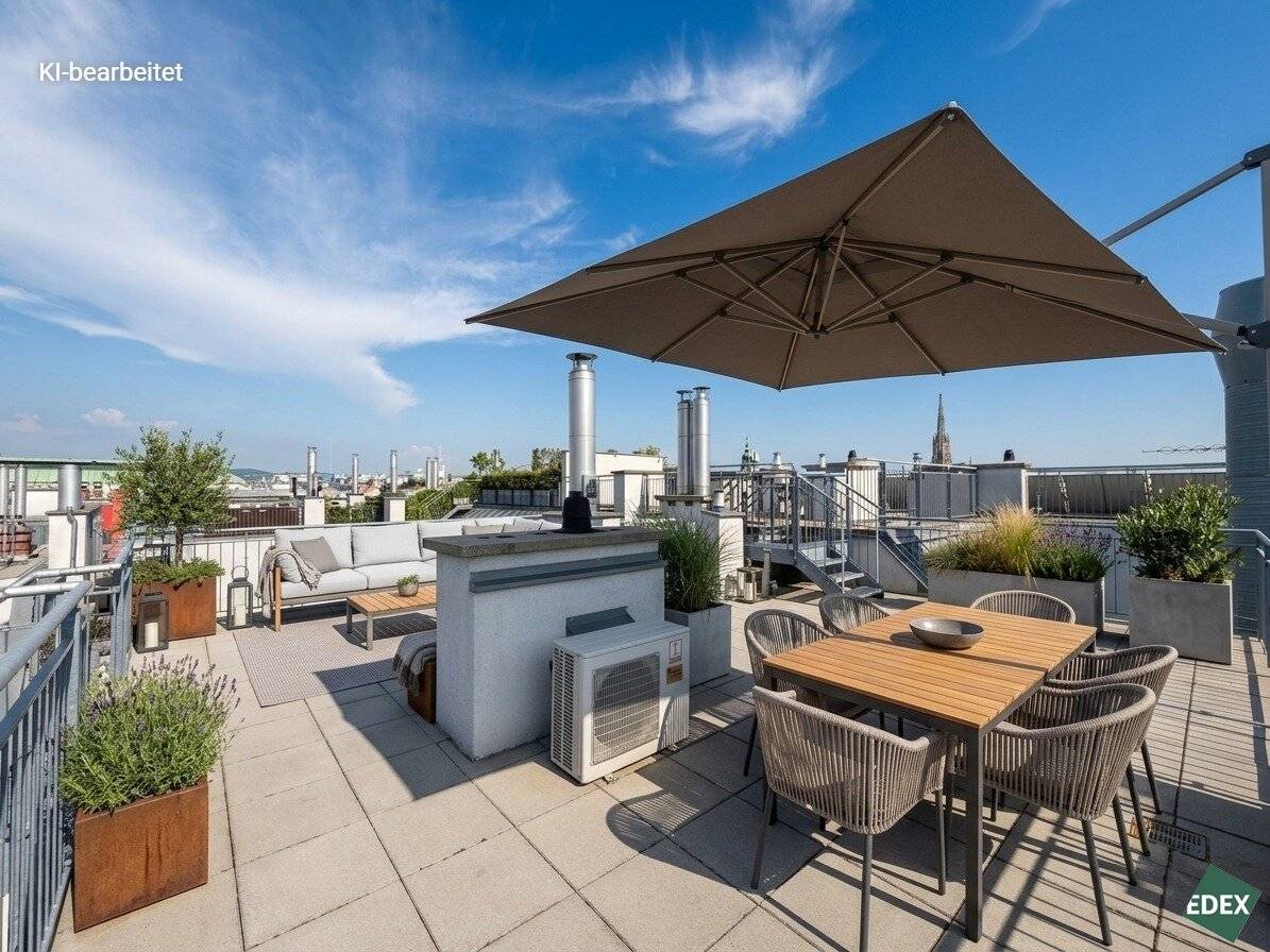 Exclusive attic maisonette with terrace and spectacular distant view over Vienna
