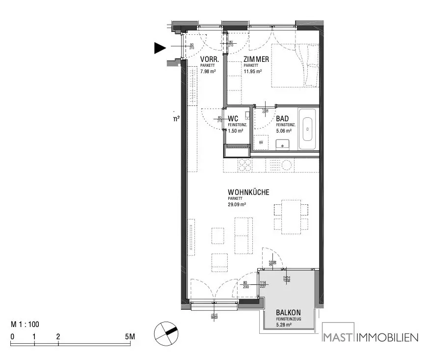 *Sofort beziehbar* 2-Zimmer Wohnung im 7. Stock mit 5qm Balkon
