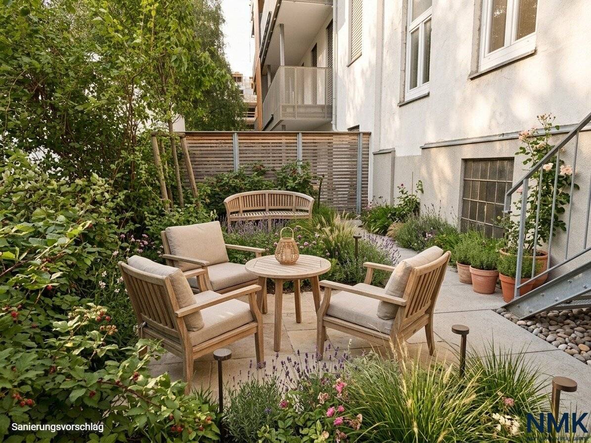 Charming garden apartment with terrace, garden and two living levels