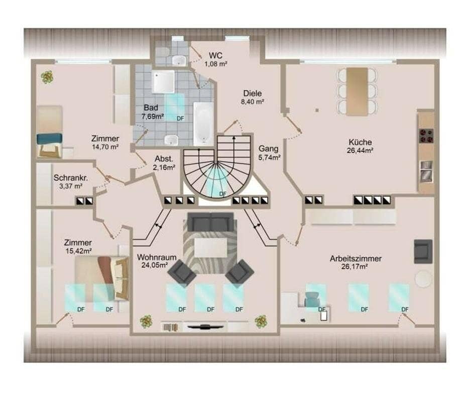 Spacious 4-room period apartment with green view – quiet living, well connected