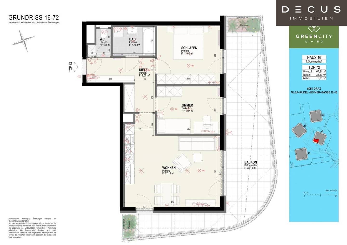 | GREEN CITY LIVING | IM SÜDWESTEN VON GRAZ | TOLLE 3-ZIMMER-WOHNUNG | GROSSER BALKON