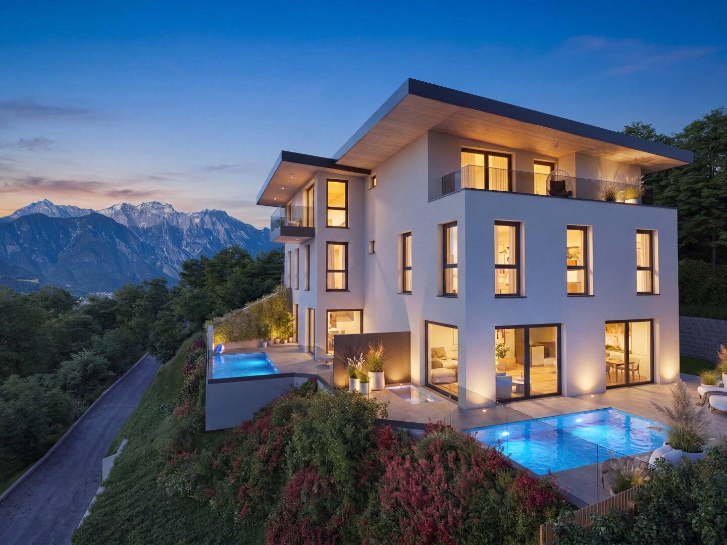 LIVING ABOVE the INN VALLEY: Barrier-free 5-room NEW-BUILD semi-detached house with private lift and swimming pool in a dream LOCATION!