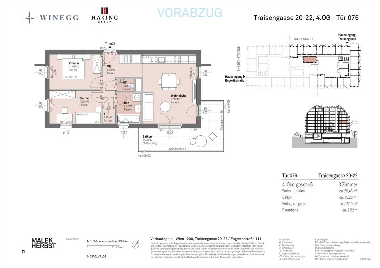Apartment with Donau view and balcony in a new building