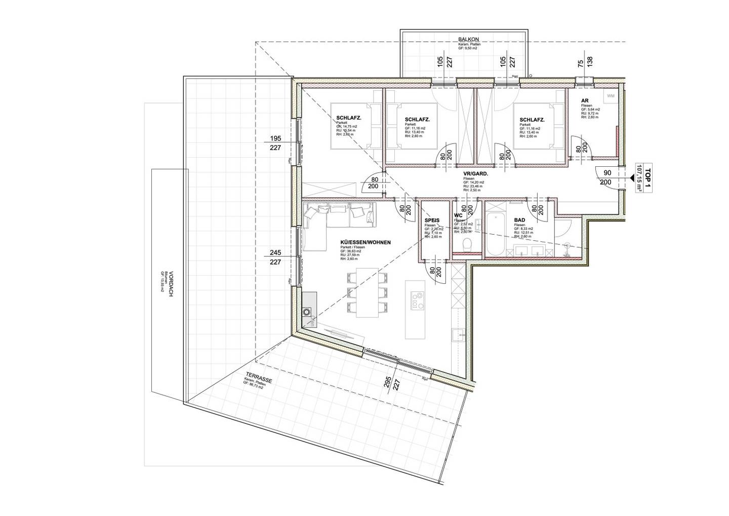Reinbach Top 1 - 4-Zimmer-Wohnung im Dachgeschoss