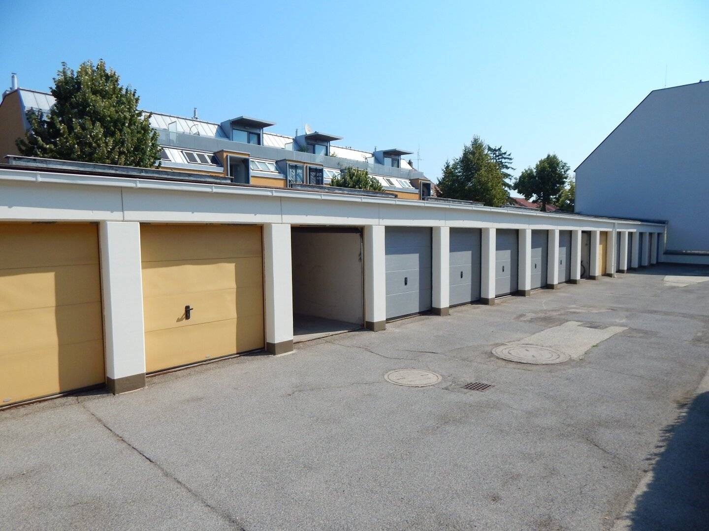 Well-maintained garage in a terraced housing complex