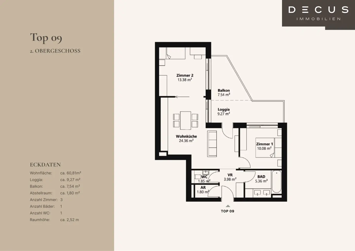 | 3 ZIMMER WOHNUNG | HOCHWERTIGER ERSTBEZUG MIT LOGGIA & BALKON | 2. OBERGESCHOSS |