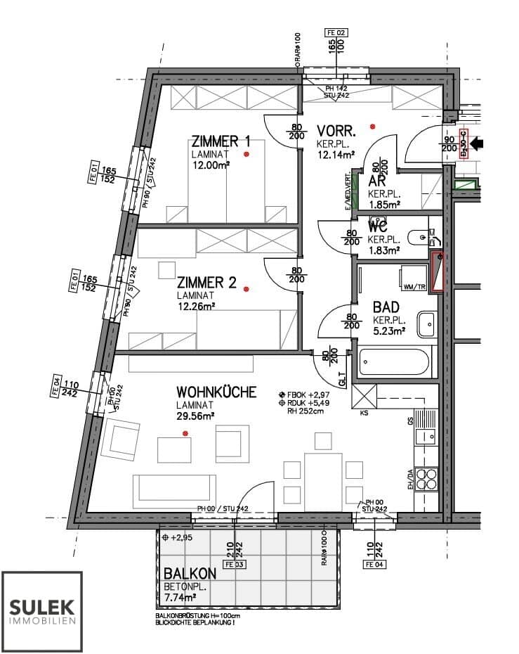 Newly built apartment with south facing balcony and two parking spaces