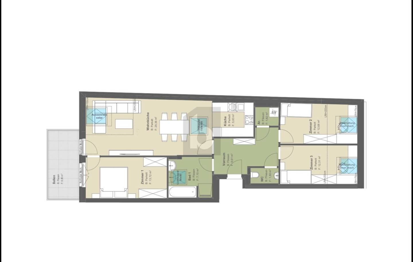 Neubau Dachgeschosswohnung mit Balkon und Anschluss ans Grüne