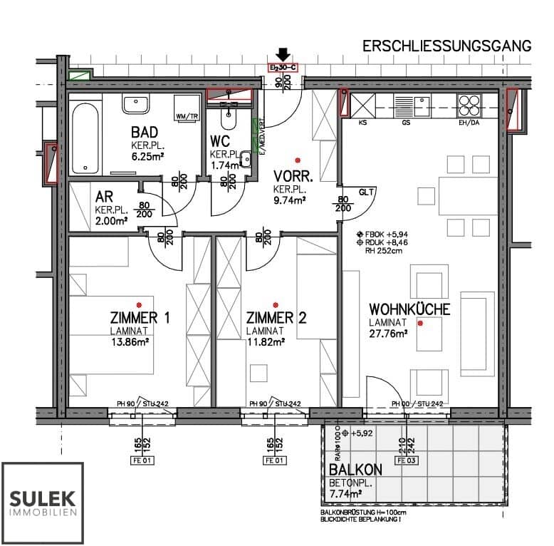 3-Zimmer-Wohnung in Eisenstadt mit Südbalkon & 2 Stellplätzen
