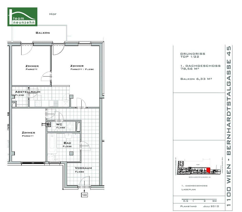 Spacious 3-room apartment including fitted kitchen and balcony