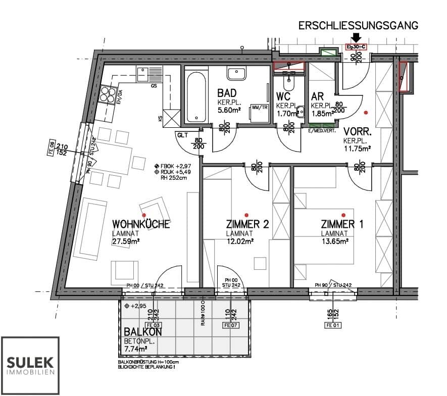 First occupancy apartment with south balcony and elevator