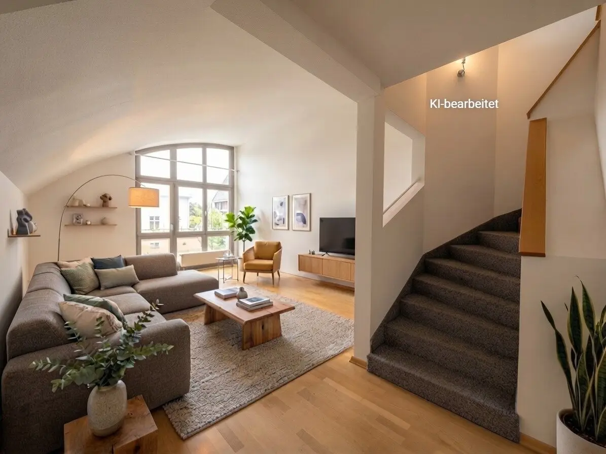 1140 Sunny 5-room top-floor maisonette with S/W terrace and balcony in green quiet location