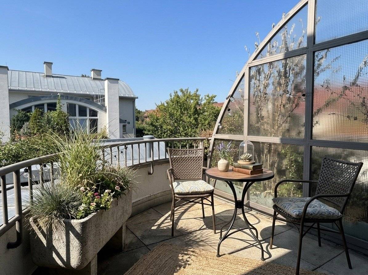 1140 Sunny 5-room top-floor maisonette with S/W terrace and balcony in green quiet location