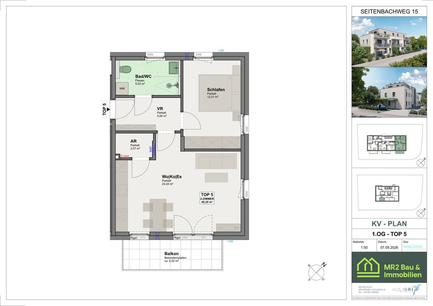 High-quality 2-room new build apartment with balcony
