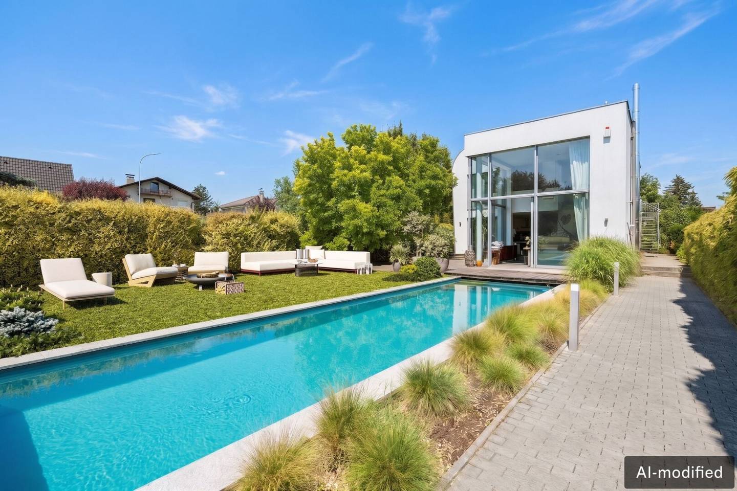 Exclusive architect-designed villa with pool – green quiet location near the UNO-City and the Alte Donau