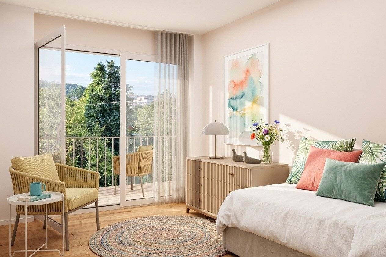 The balcony is larger than your living room: 3 rooms plus 37 m² outdoor space in Andritz